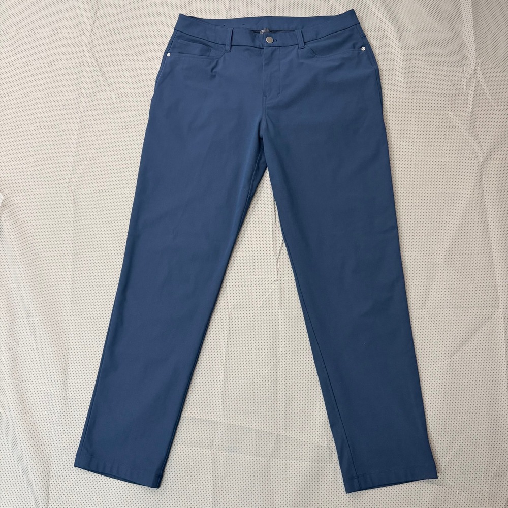 Lululemon ABC 5 Pocket Pants Men 33 Blue Classic Warpstreme LM5A01S Golf Casual